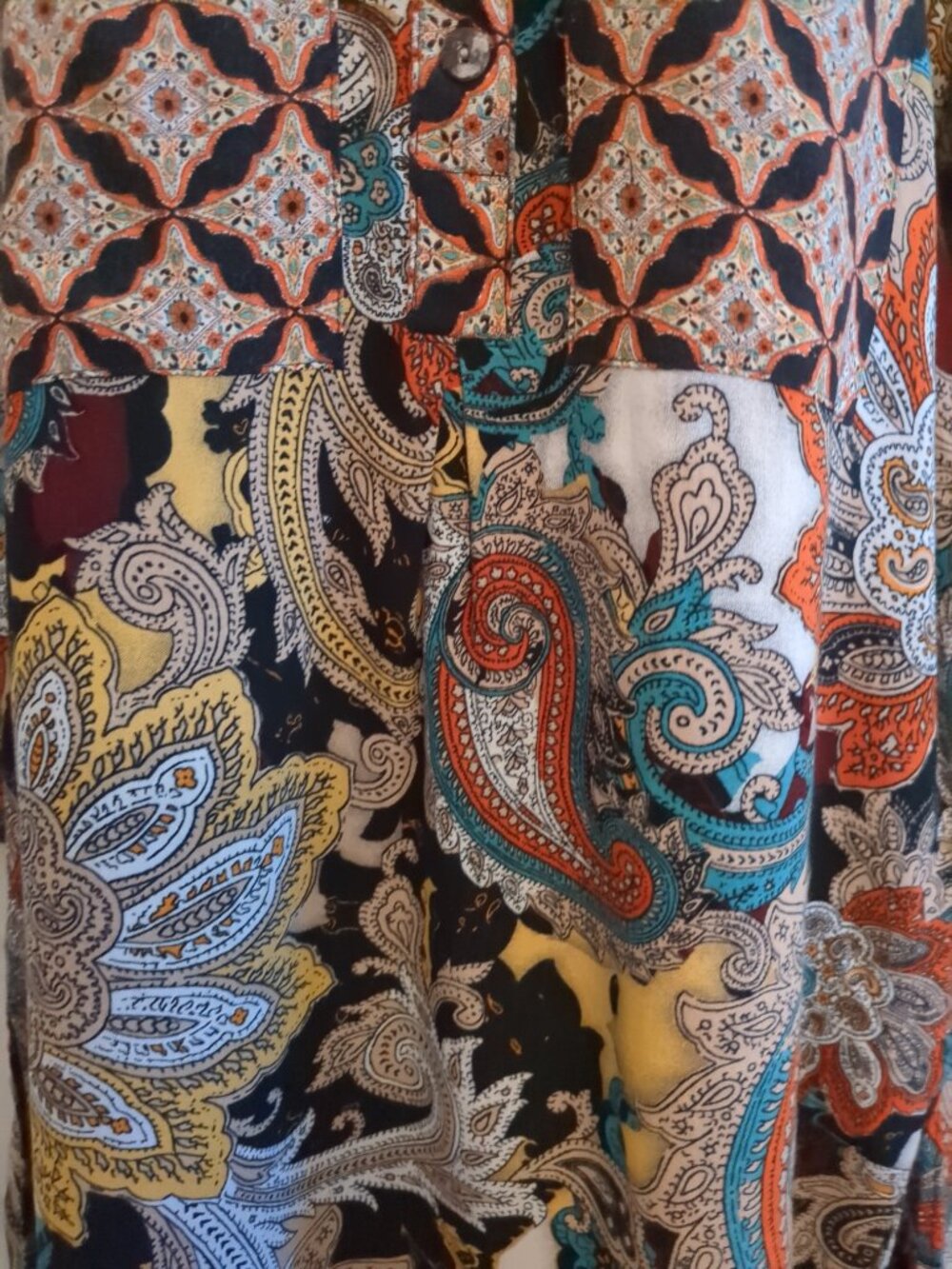 S Boho Fig & Flower 3/4 Sleeve Mini Dress Tunic Top - Picture 2 of 16